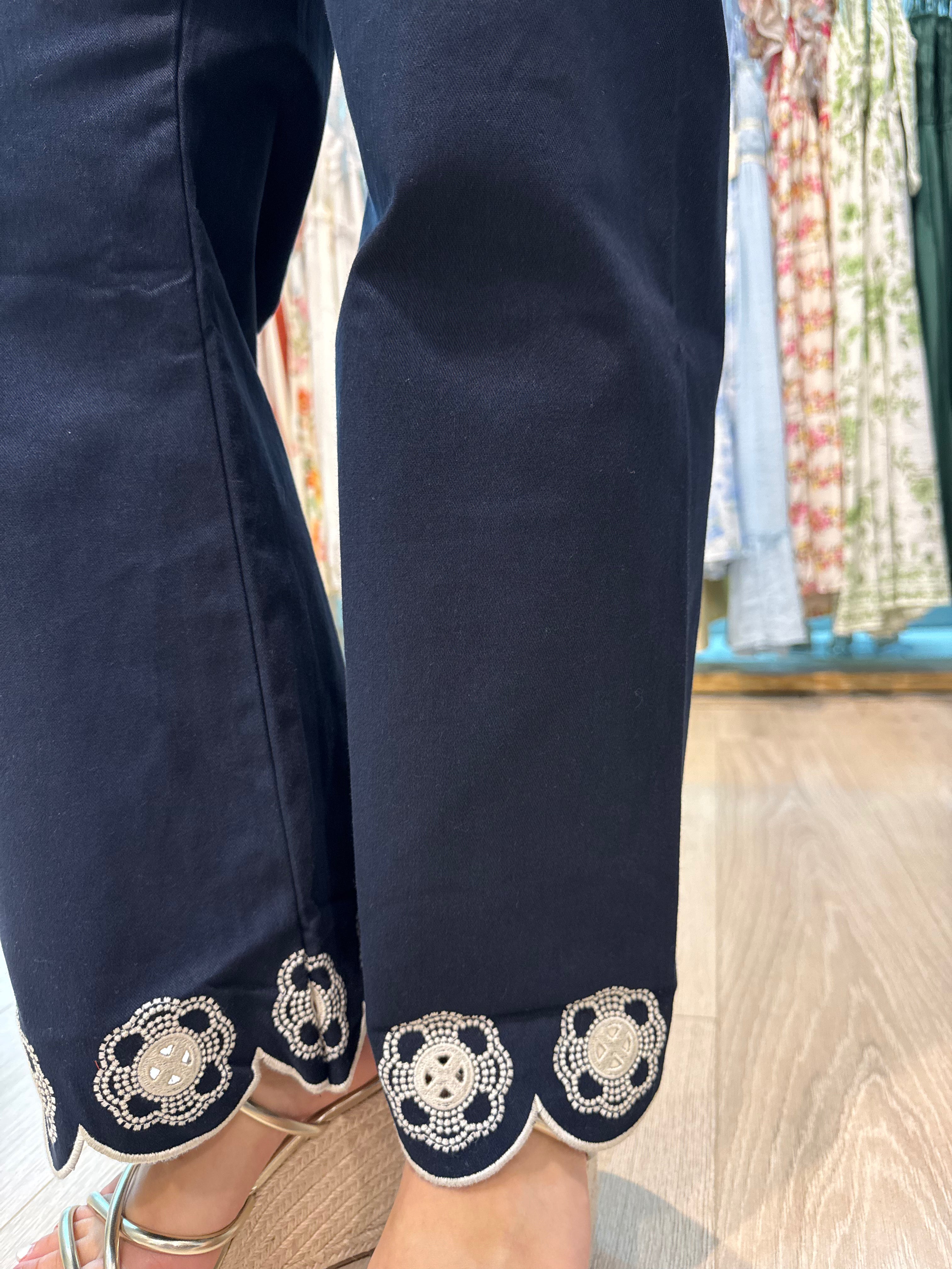 embroidered flowers pants