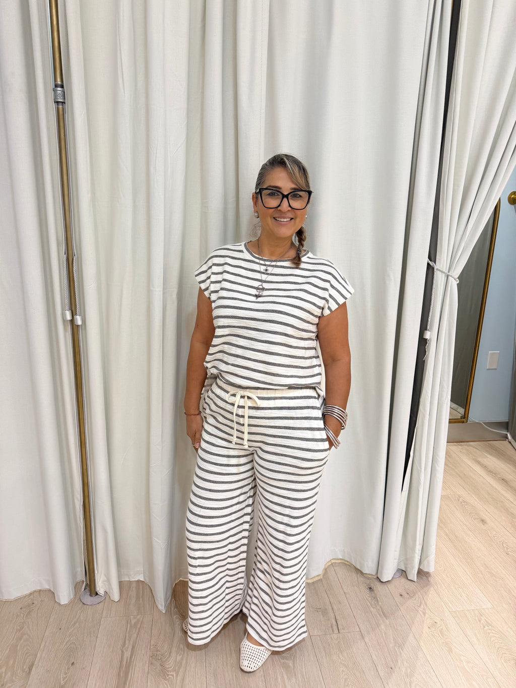 Grey stripped pants
