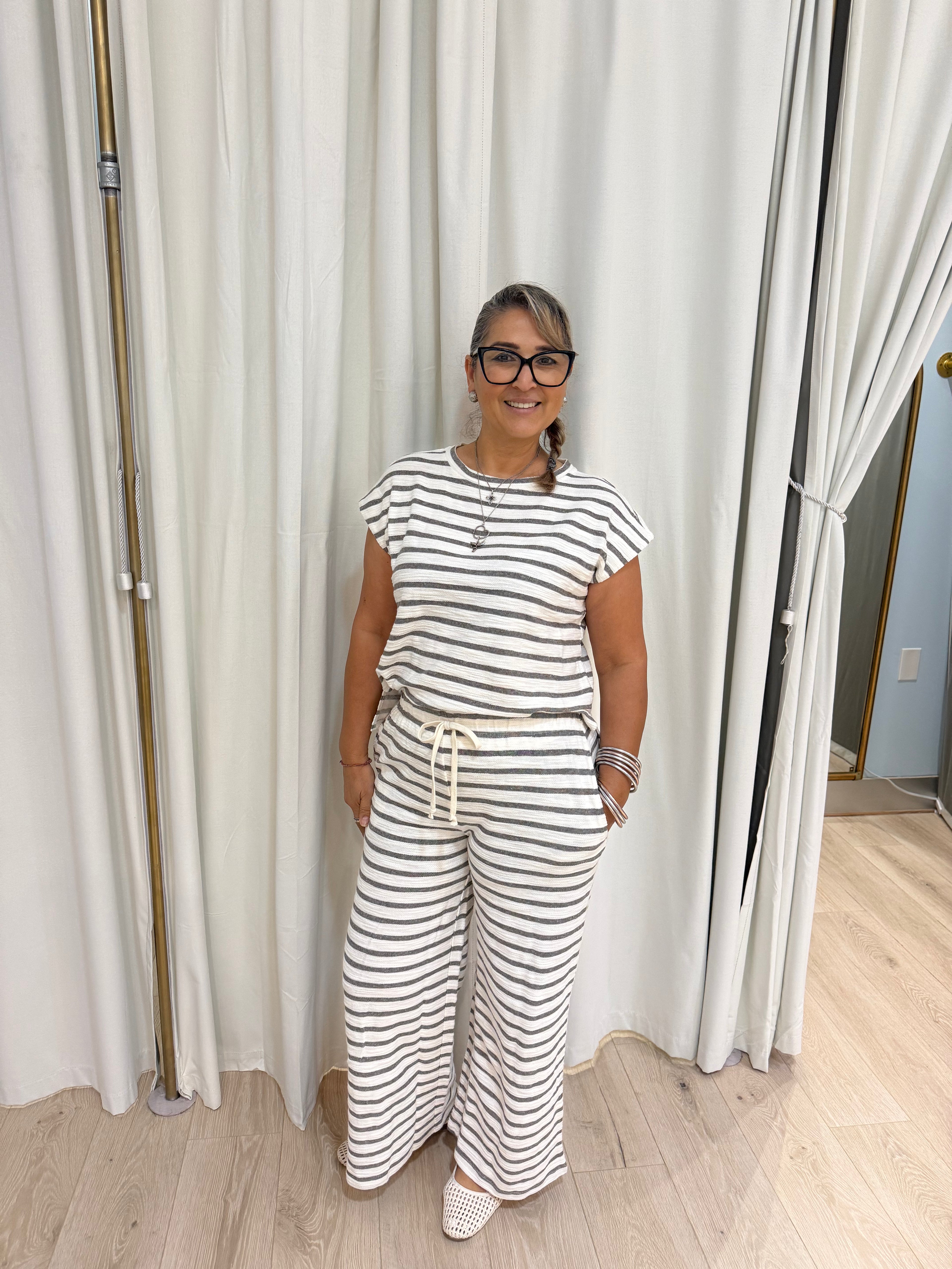 Grey stripped pants