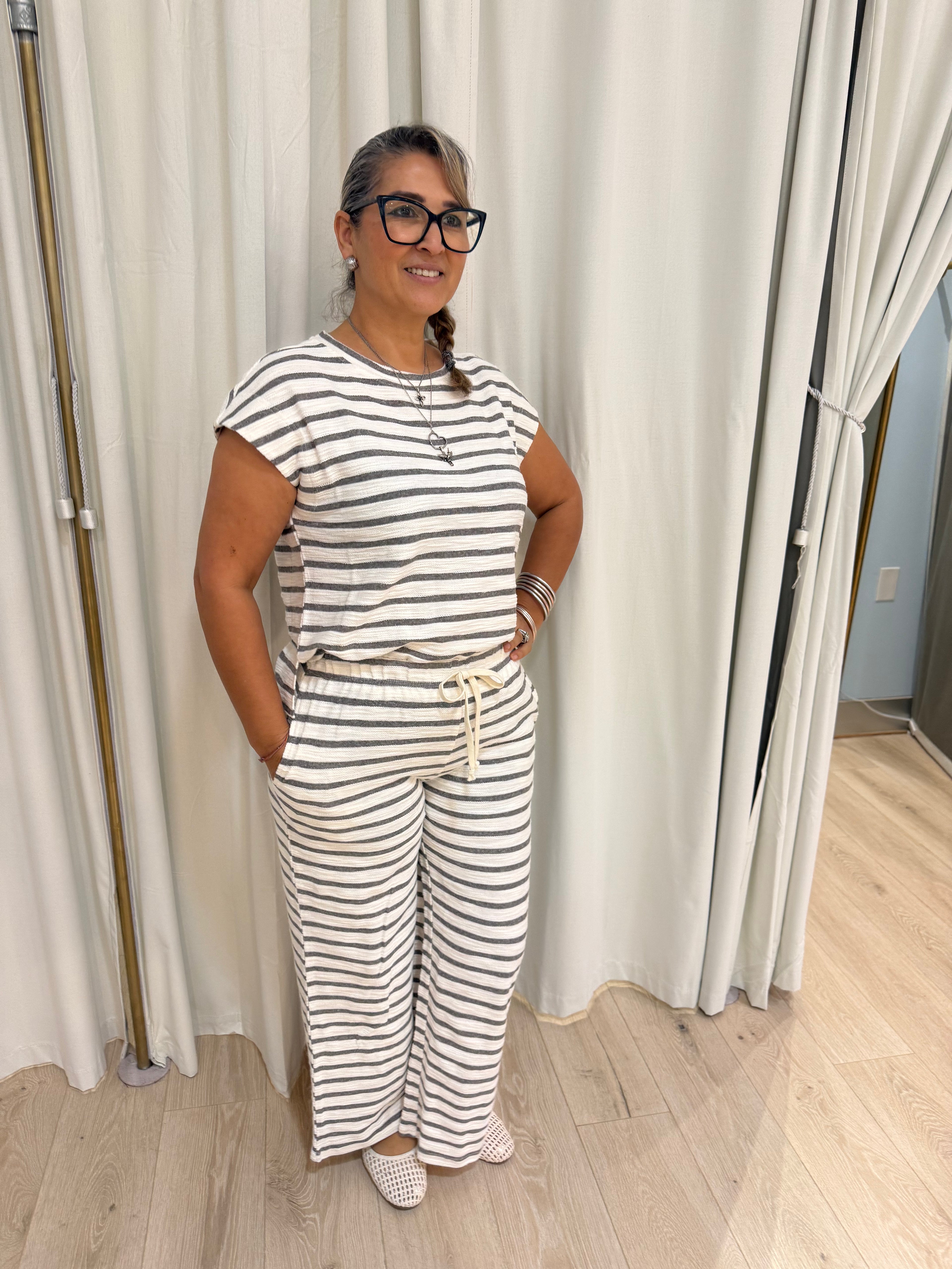 Grey stripped pants