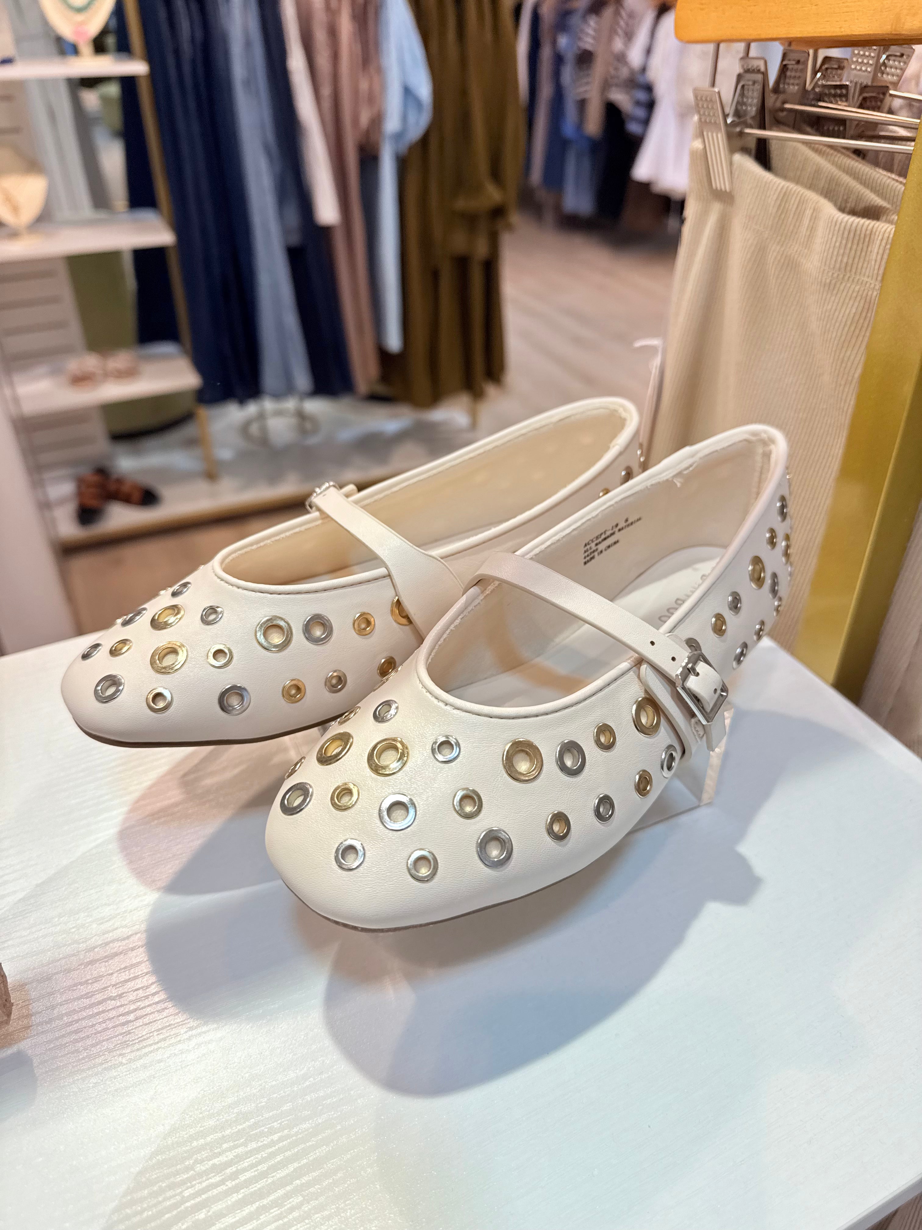 mix metal ballet flats