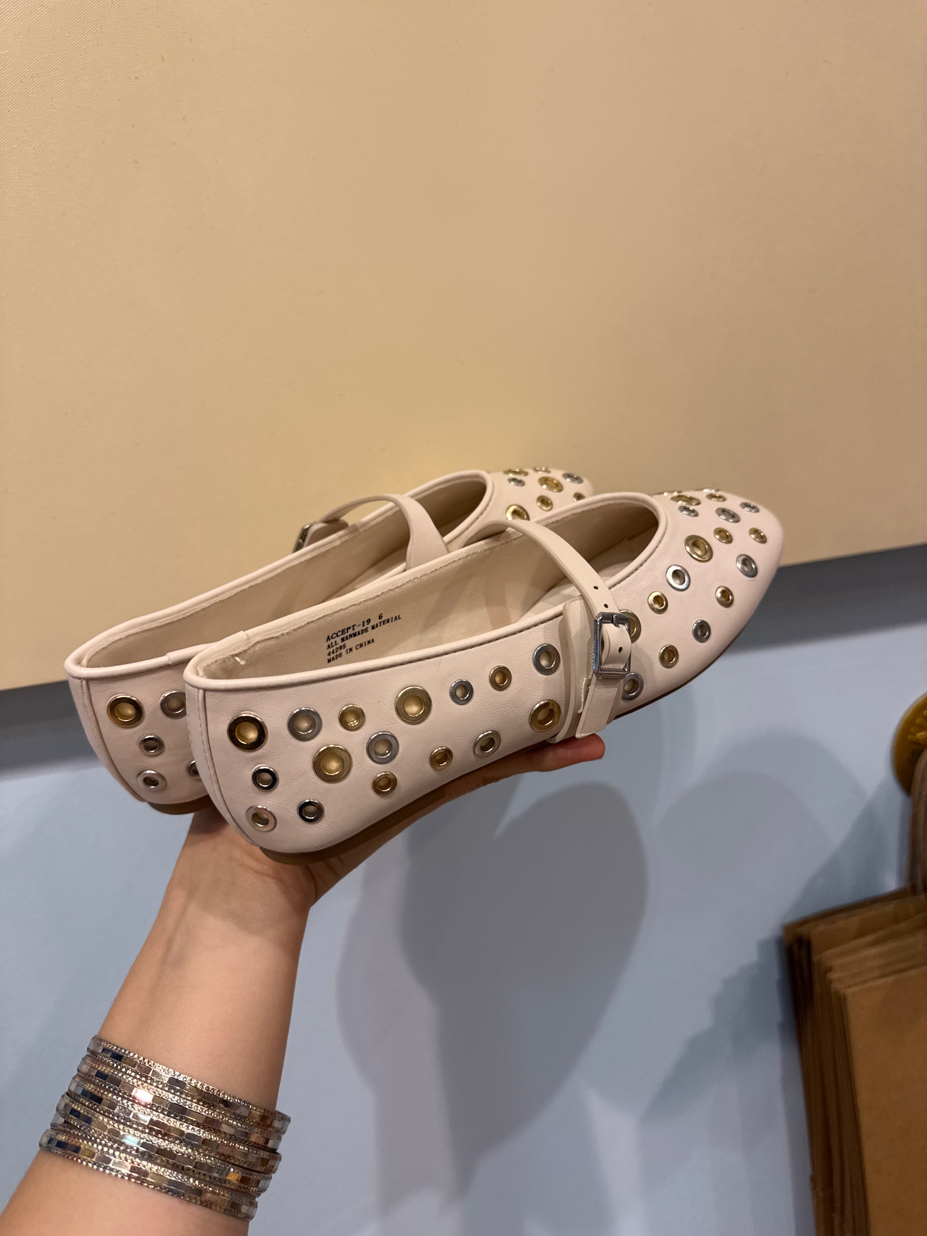 mix metal ballet flats