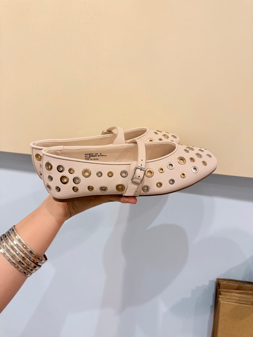 mix metal ballet flats