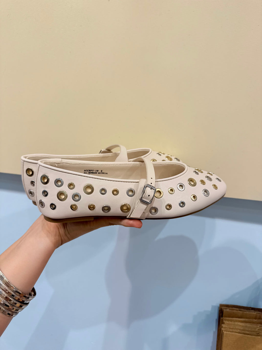 mix metal ballet flats