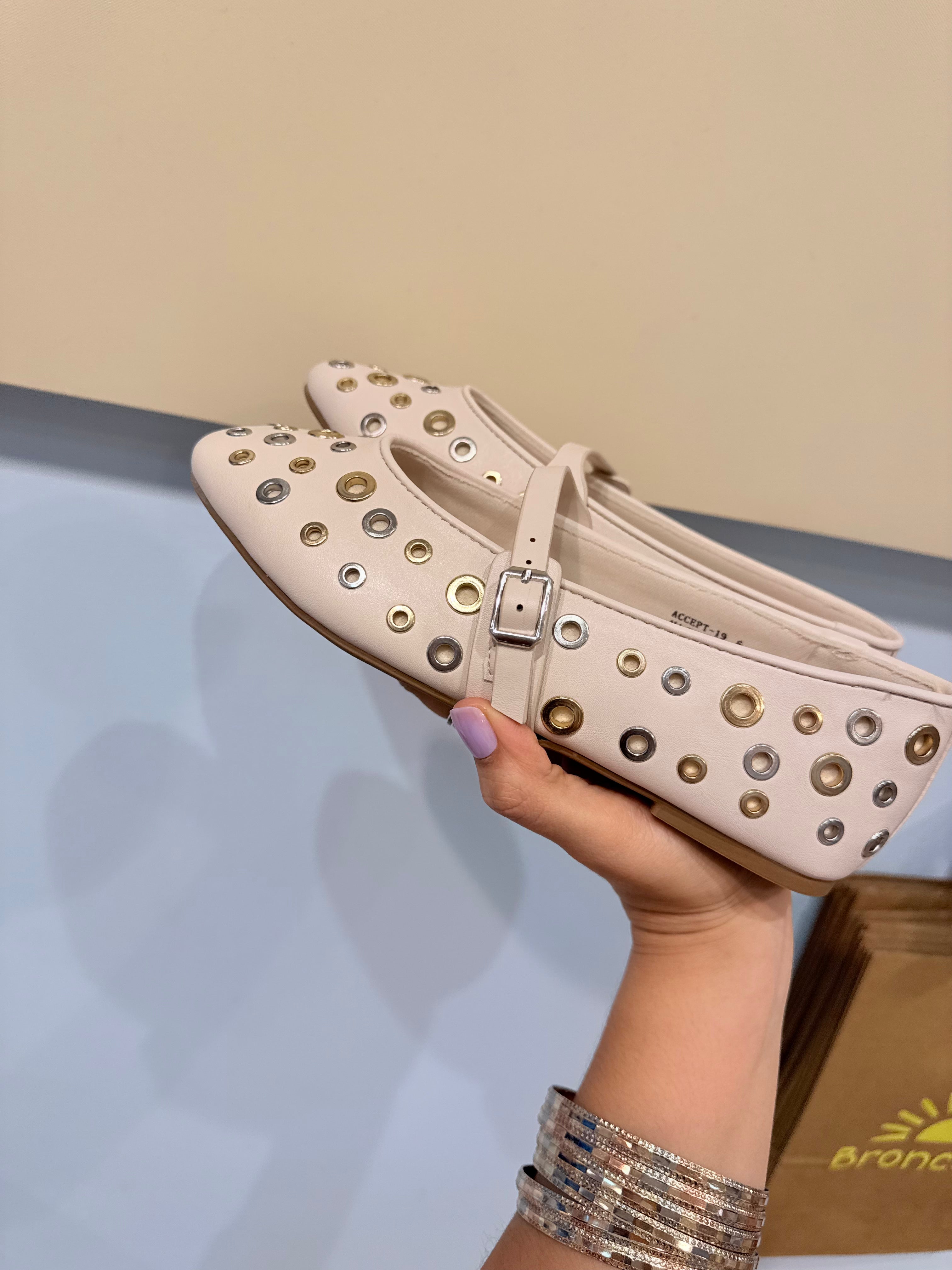 mix metal ballet flats