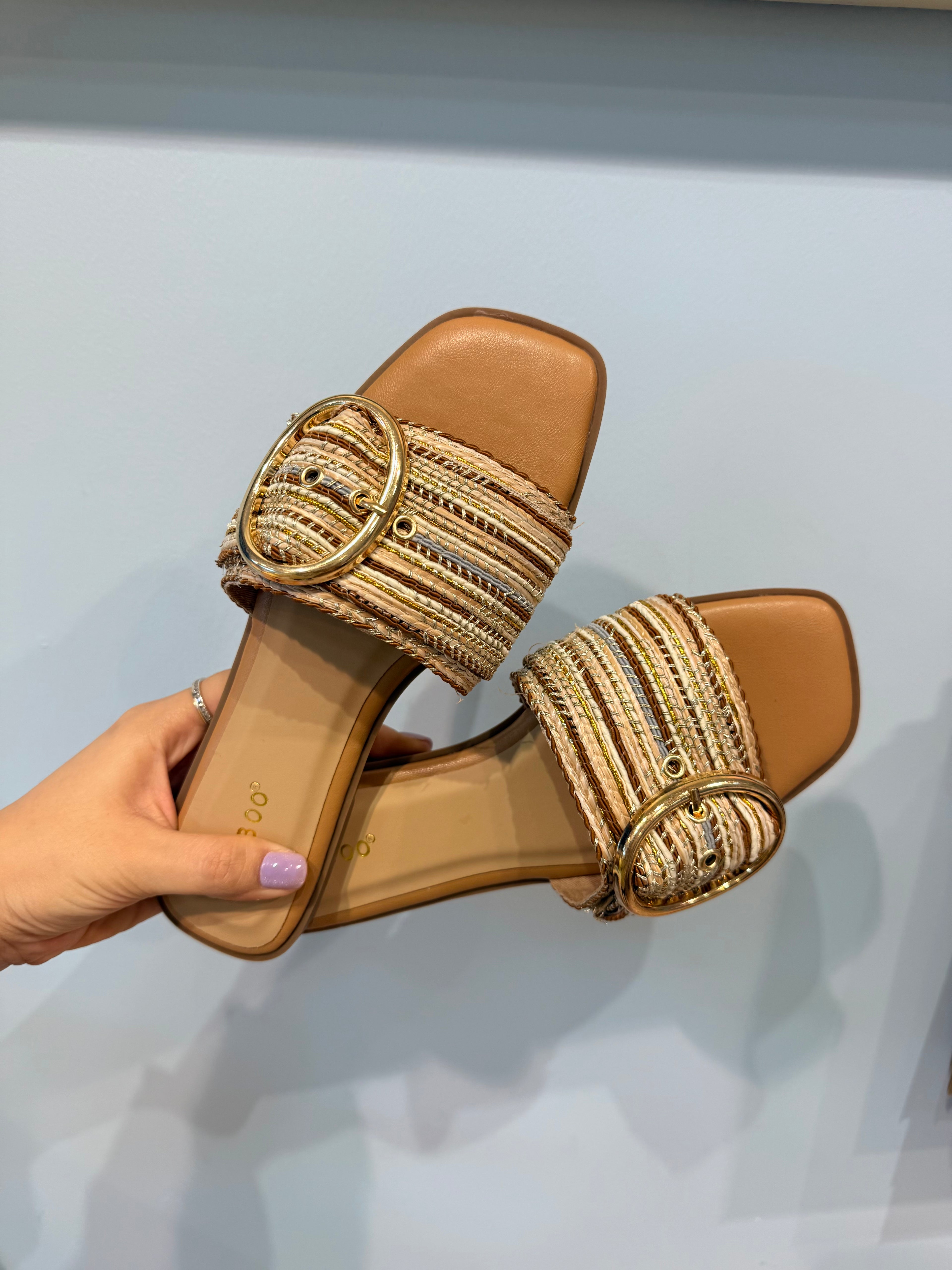 Oversized buckle sandal