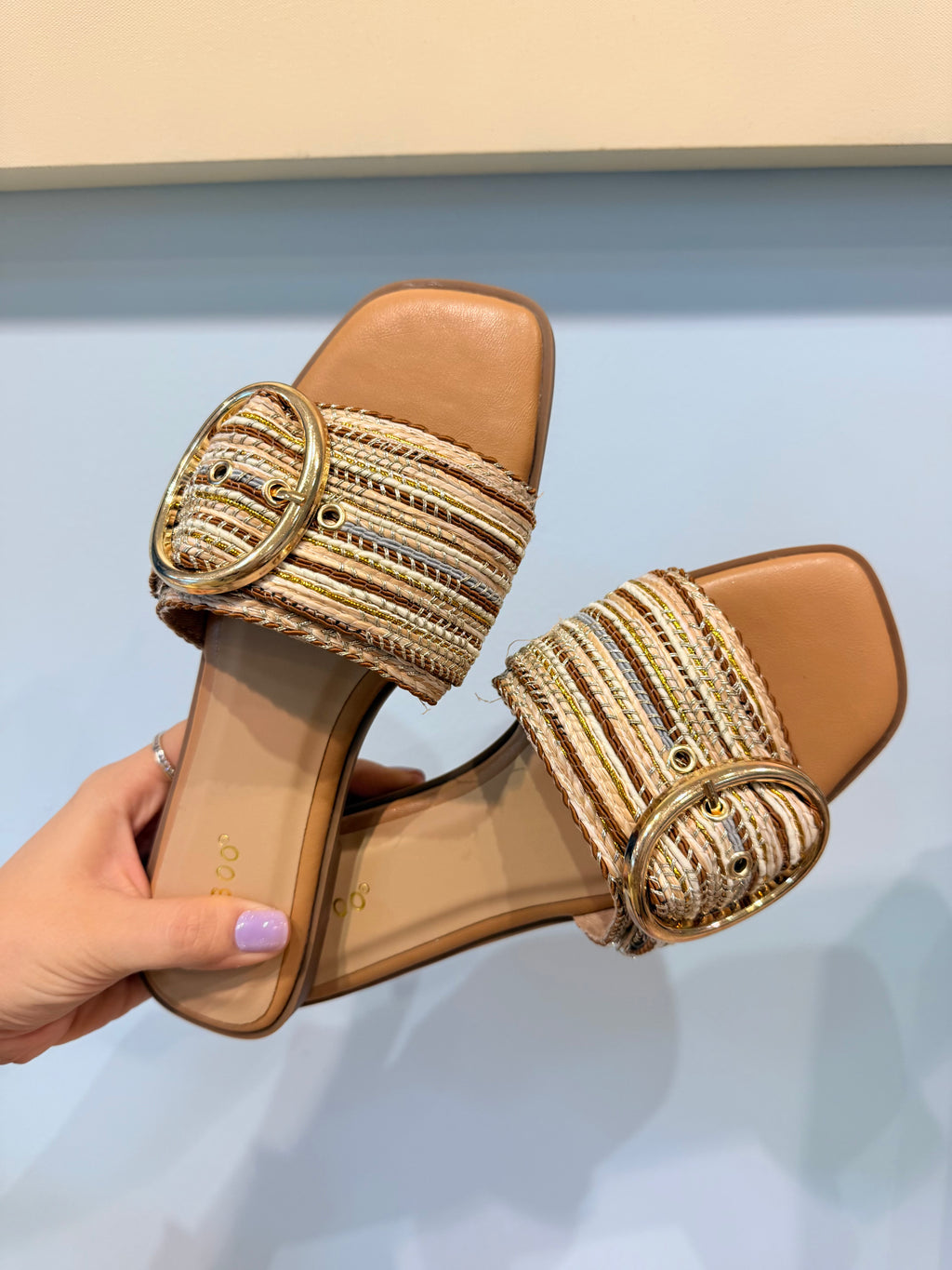 Oversized buckle sandal