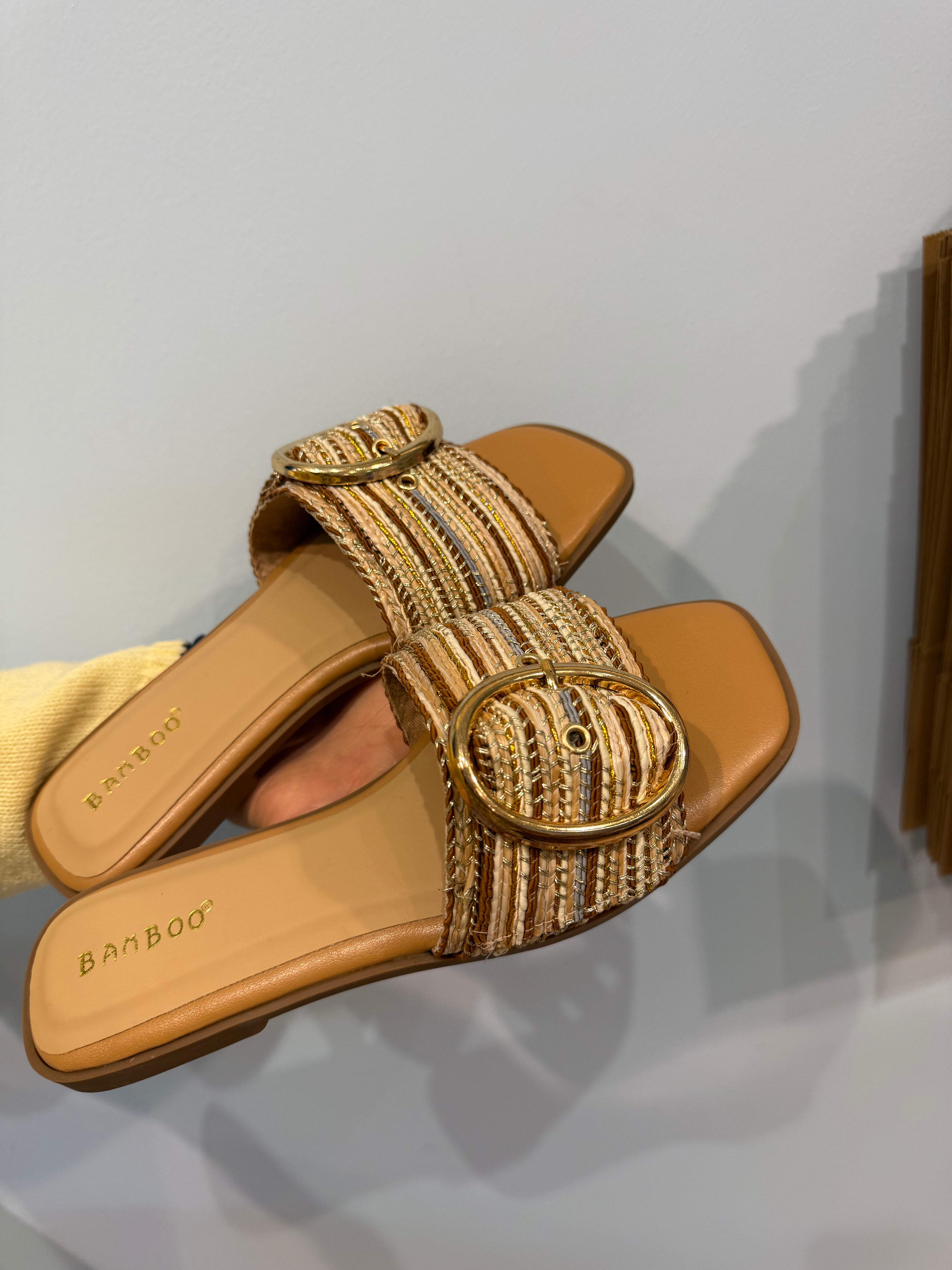 Oversized buckle sandal