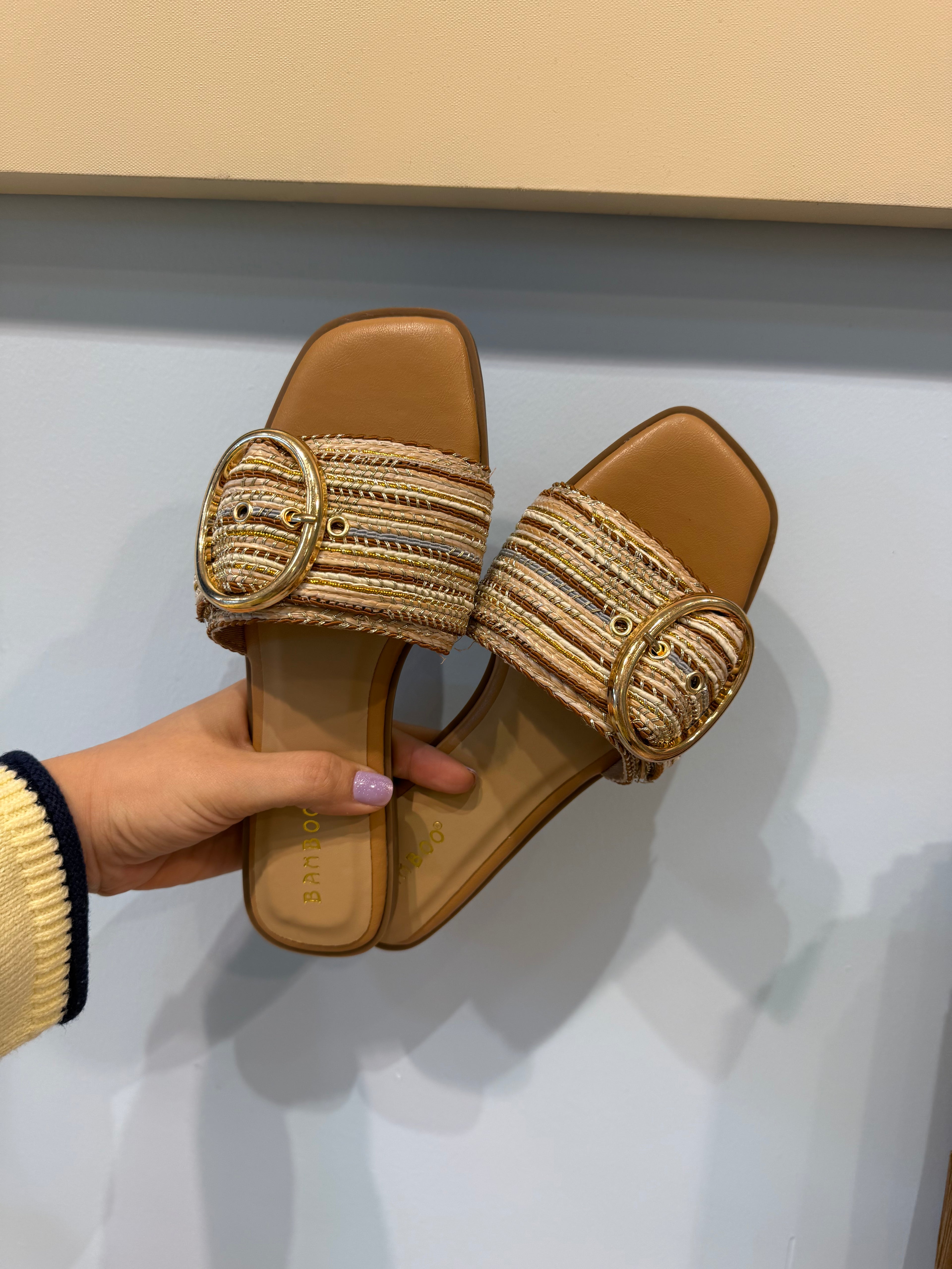 Oversized buckle sandal