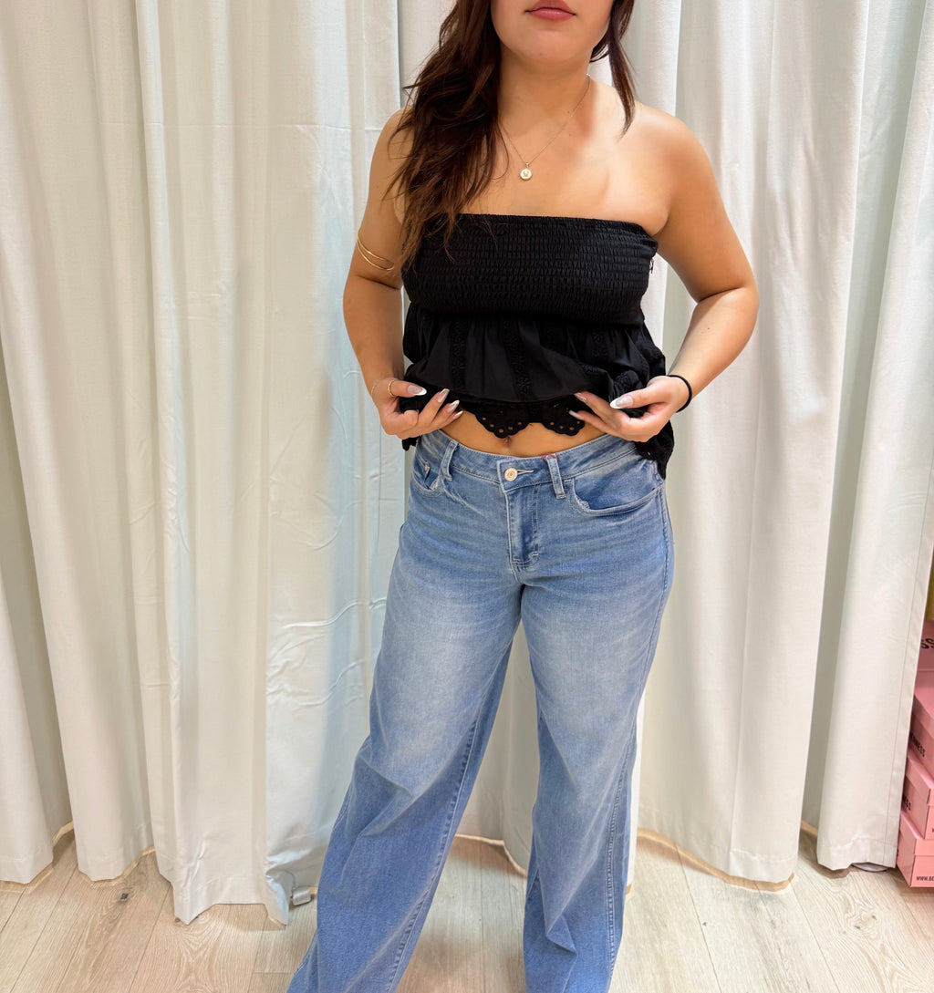 wide leg denim jeans