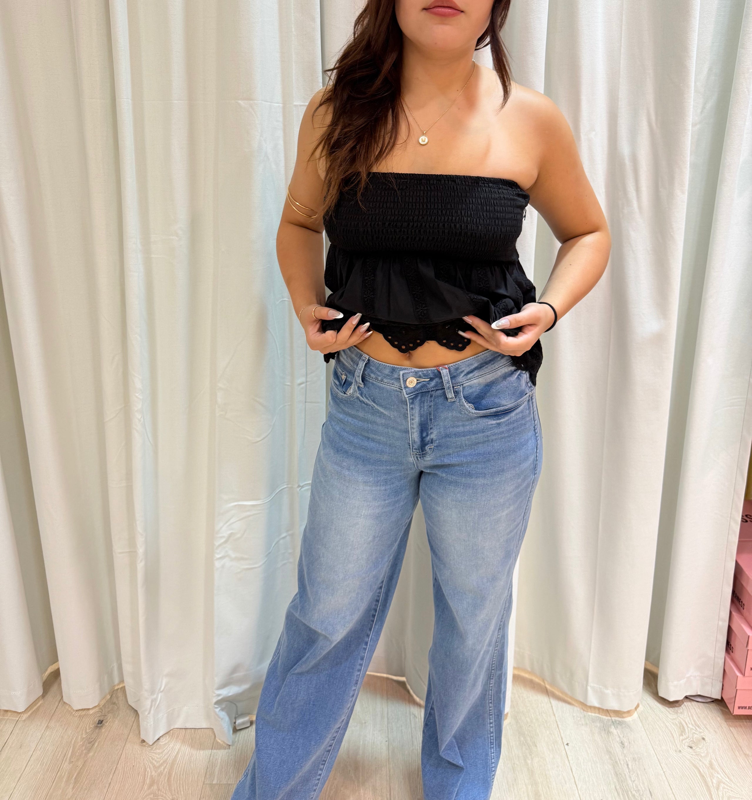 wide leg denim jeans
