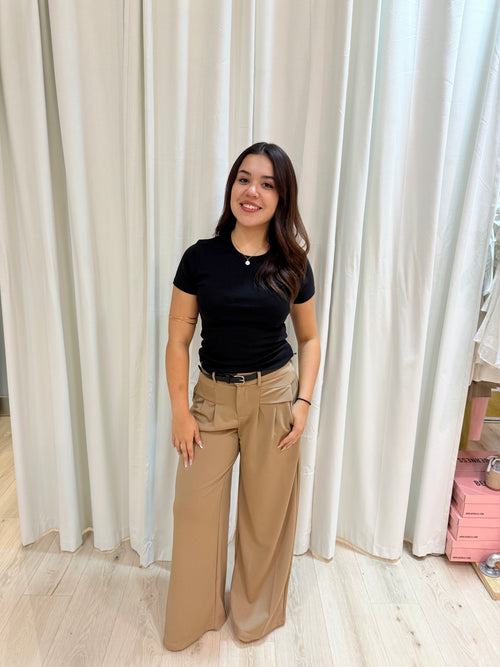 brown slacks w/ black belt