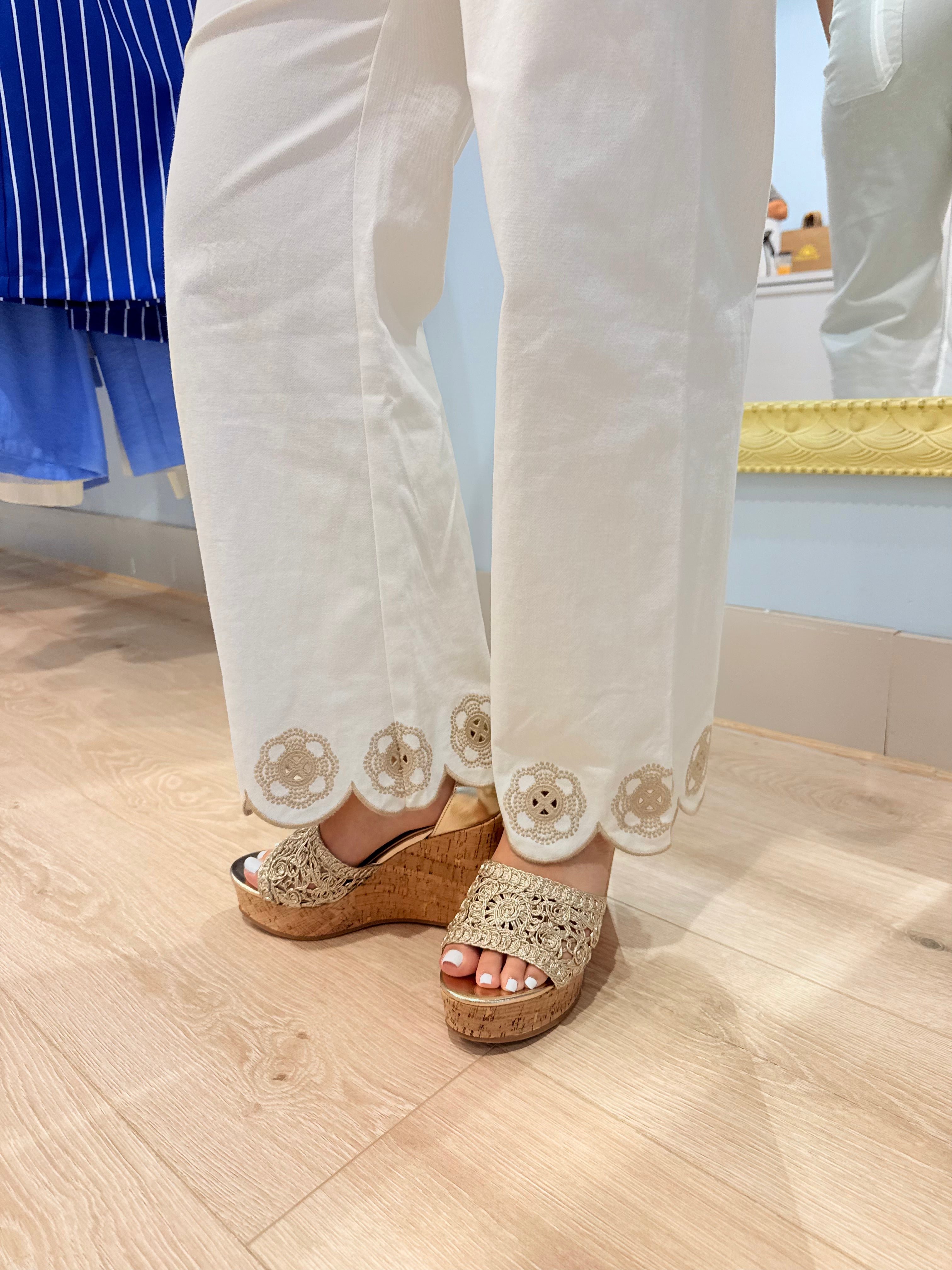 embroidered flowers pants