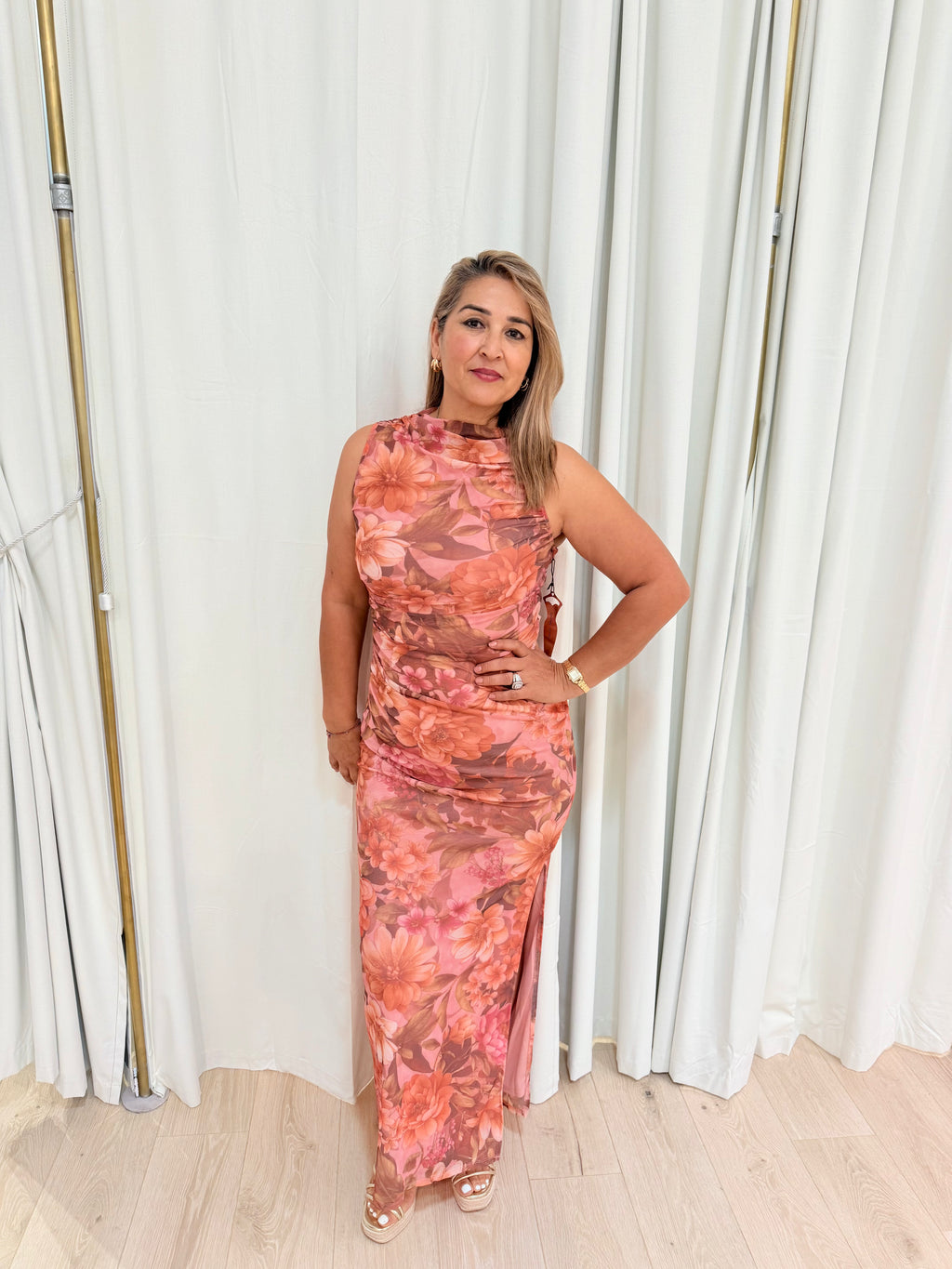 peach kiss maxi dress