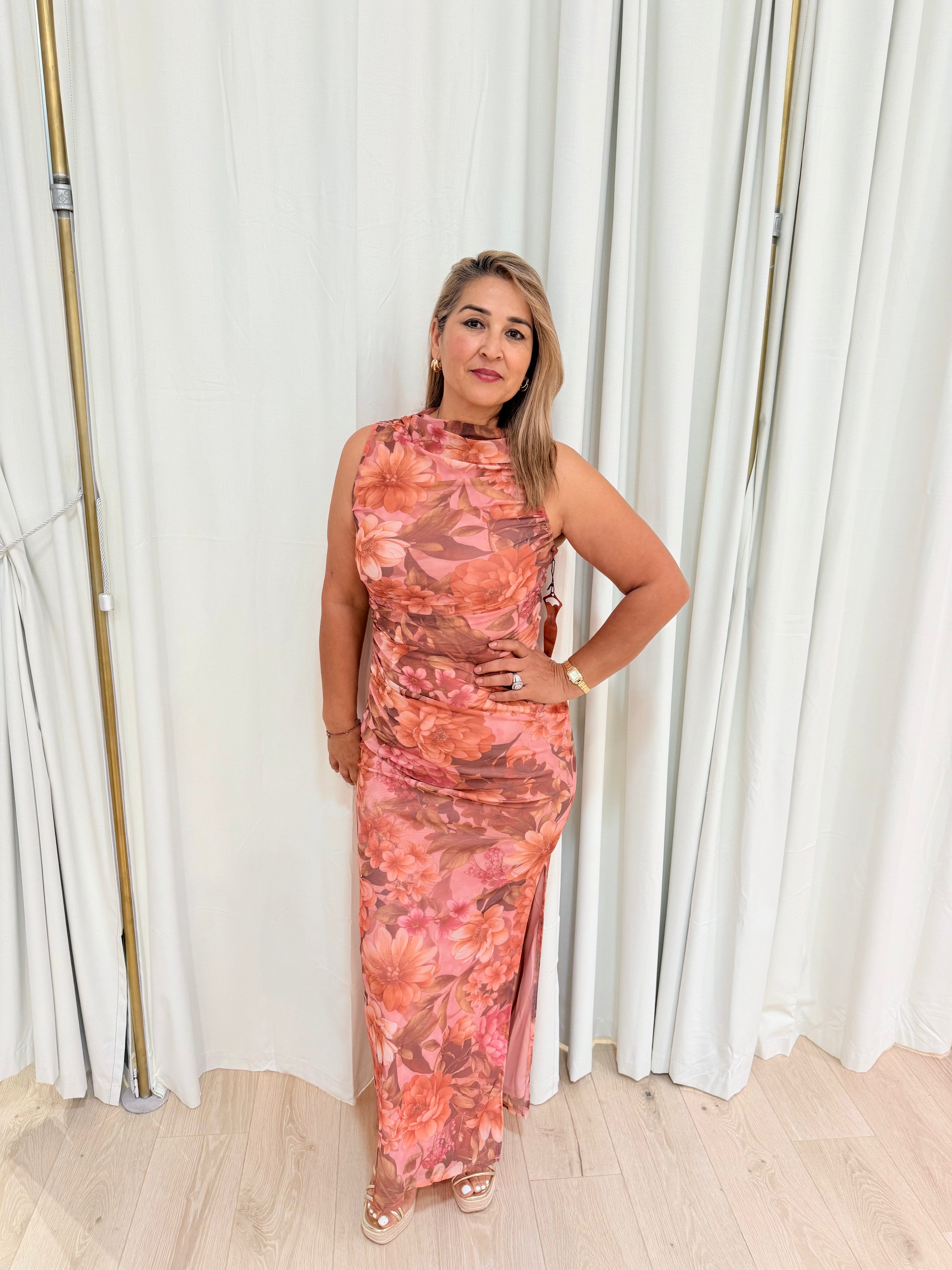 peach kiss maxi dress