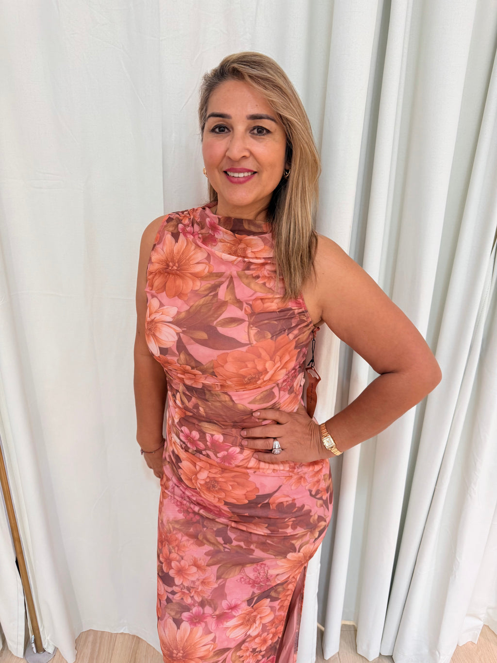 peach kiss maxi dress