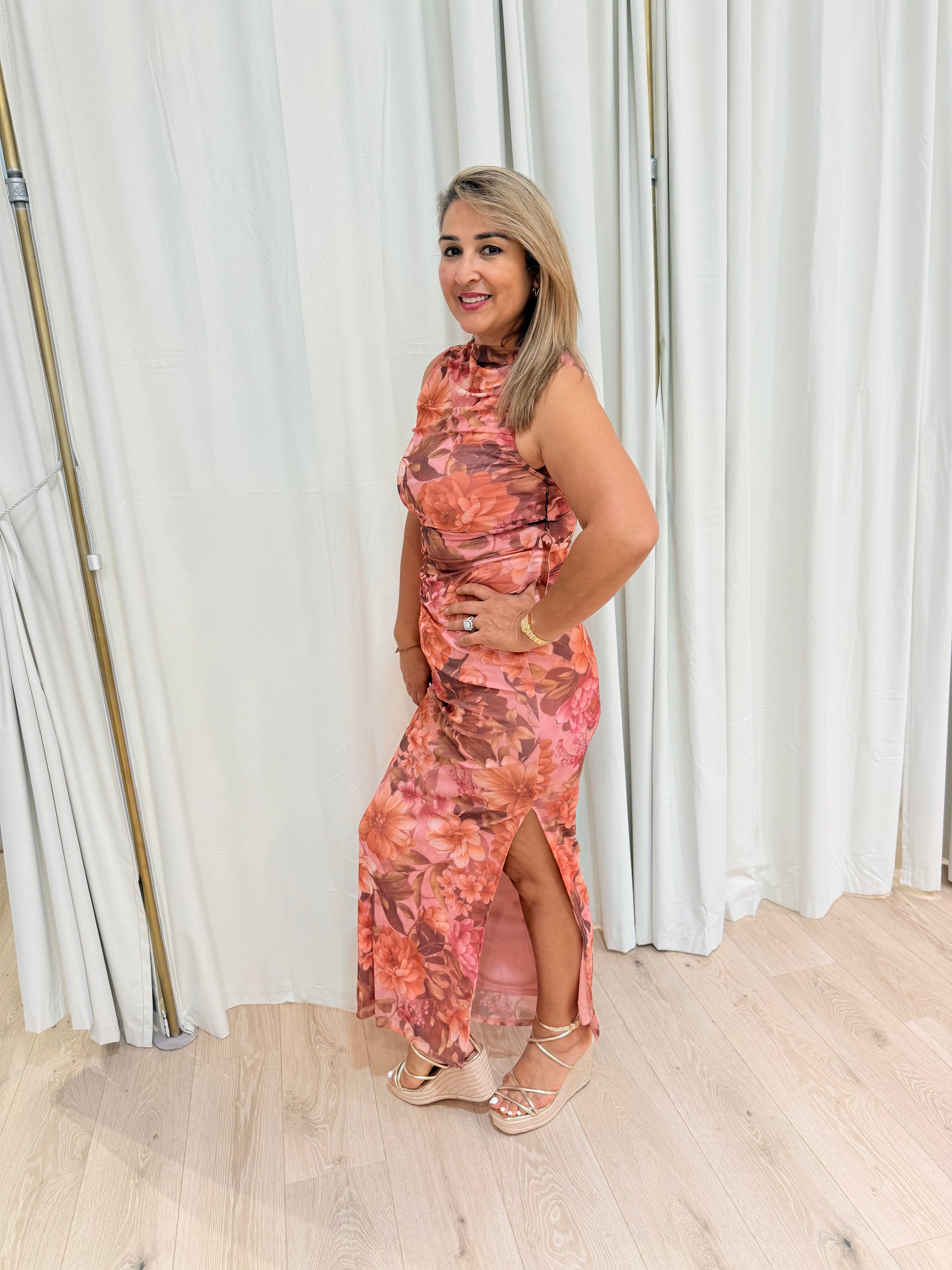 peach kiss maxi dress