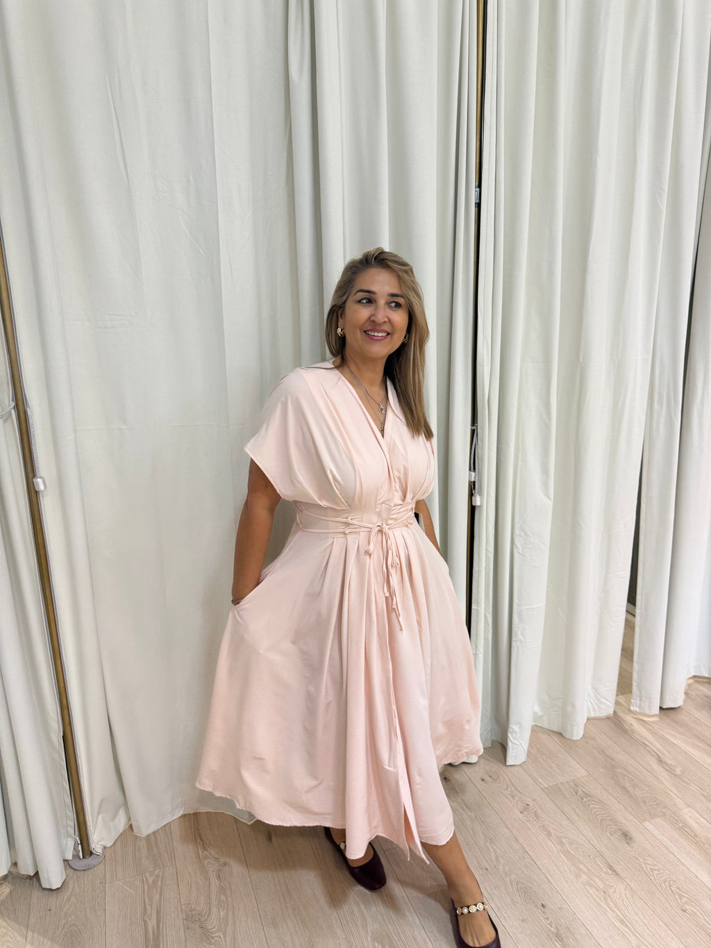 pale pink maxi dress