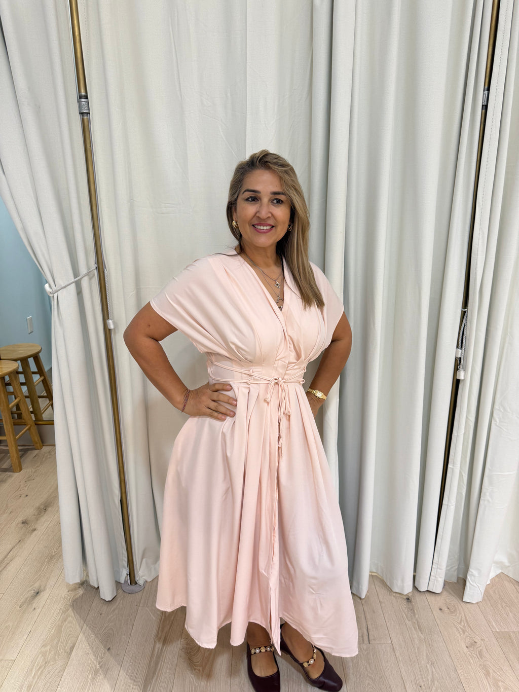 pale pink maxi dress