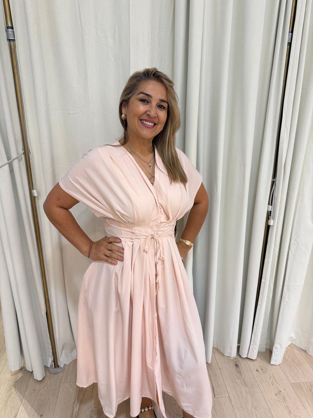 pale pink maxi dress