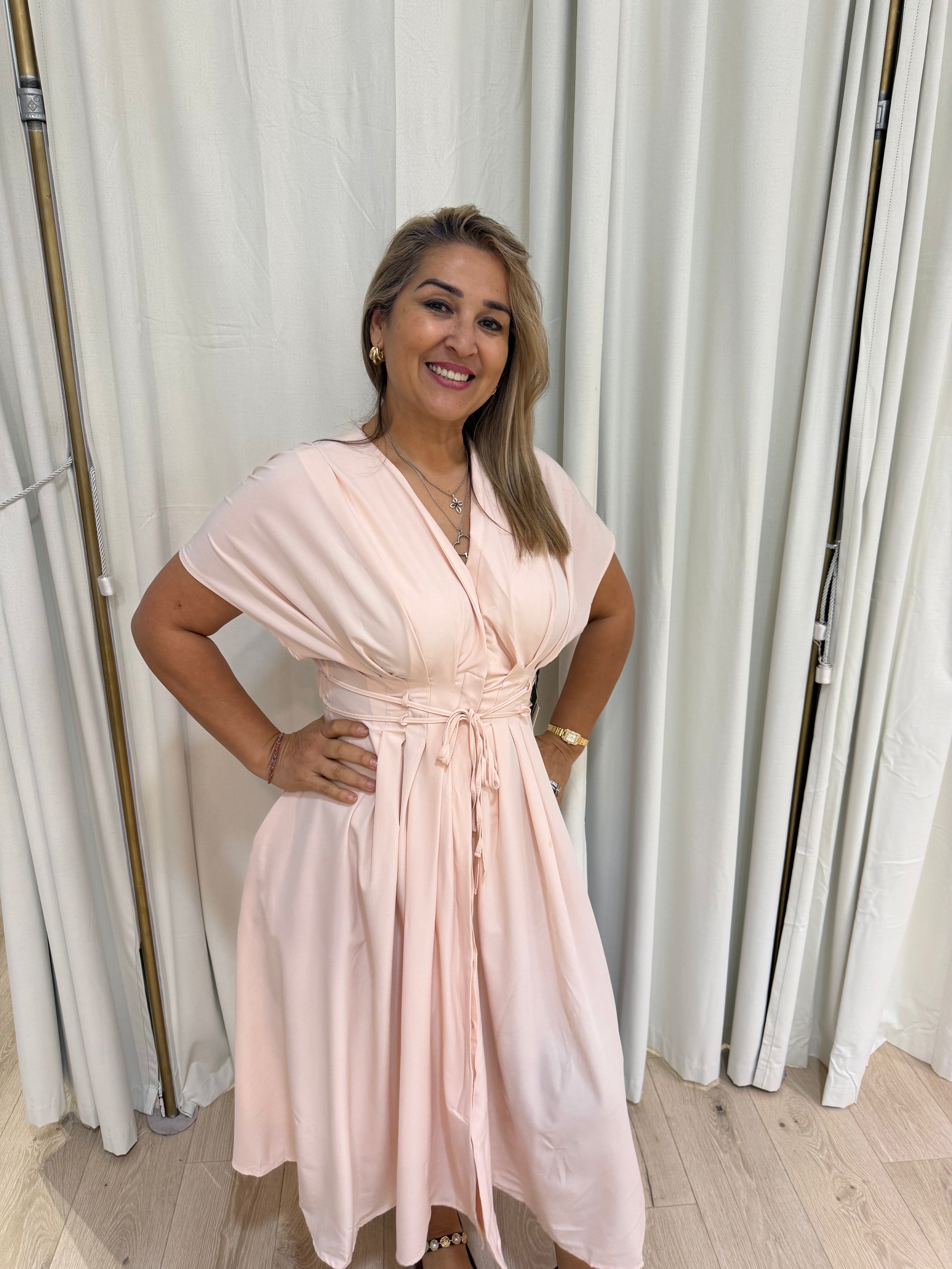 pale pink maxi dress