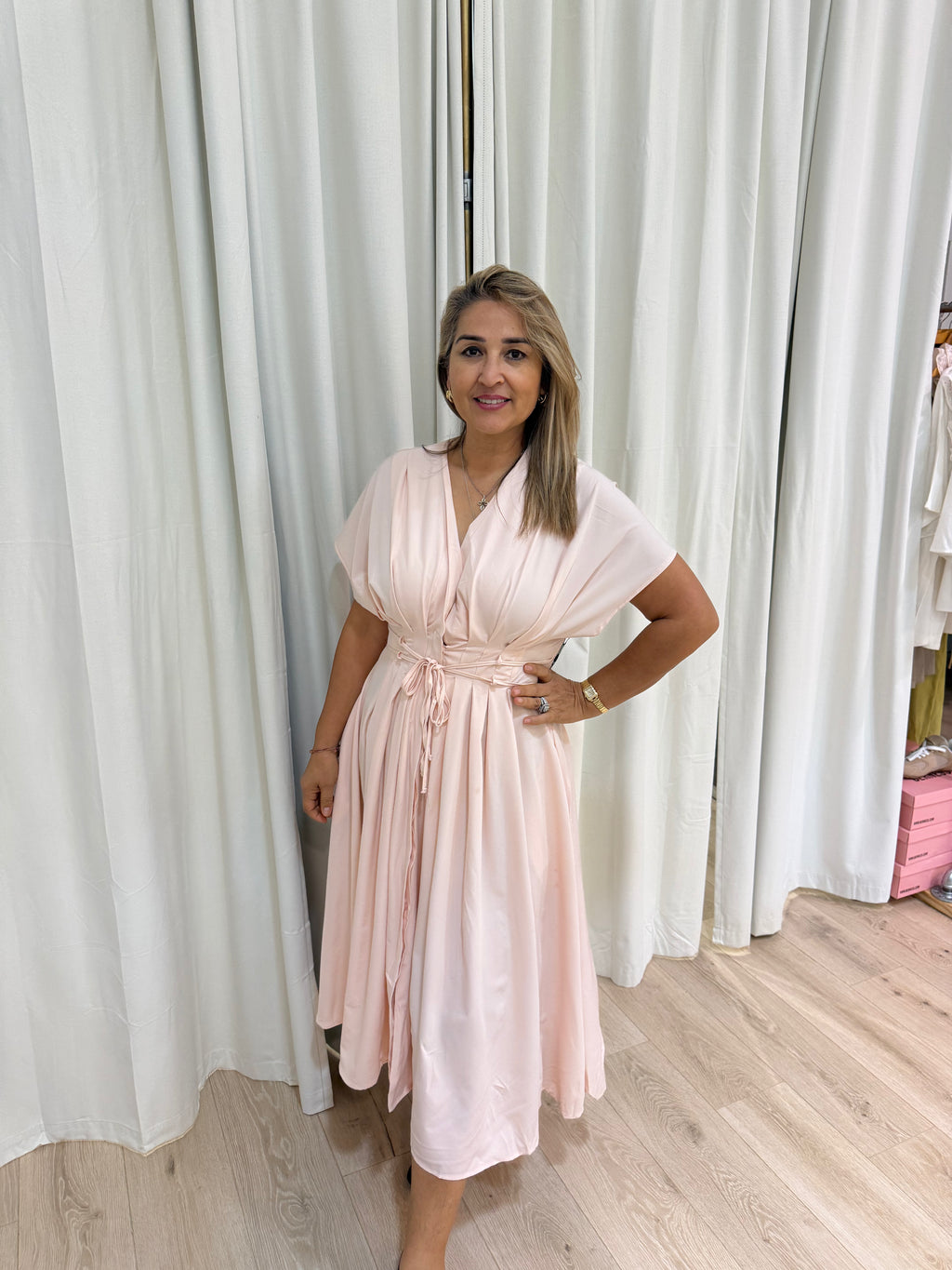 pale pink maxi dress