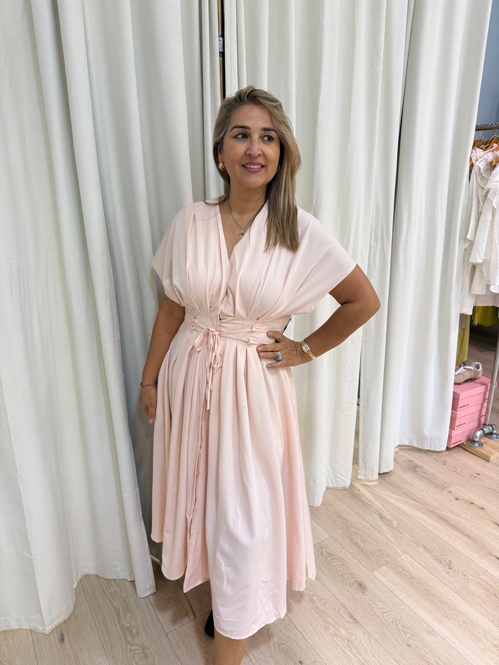 pale pink maxi dress