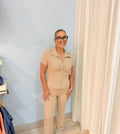 beige ribbed set