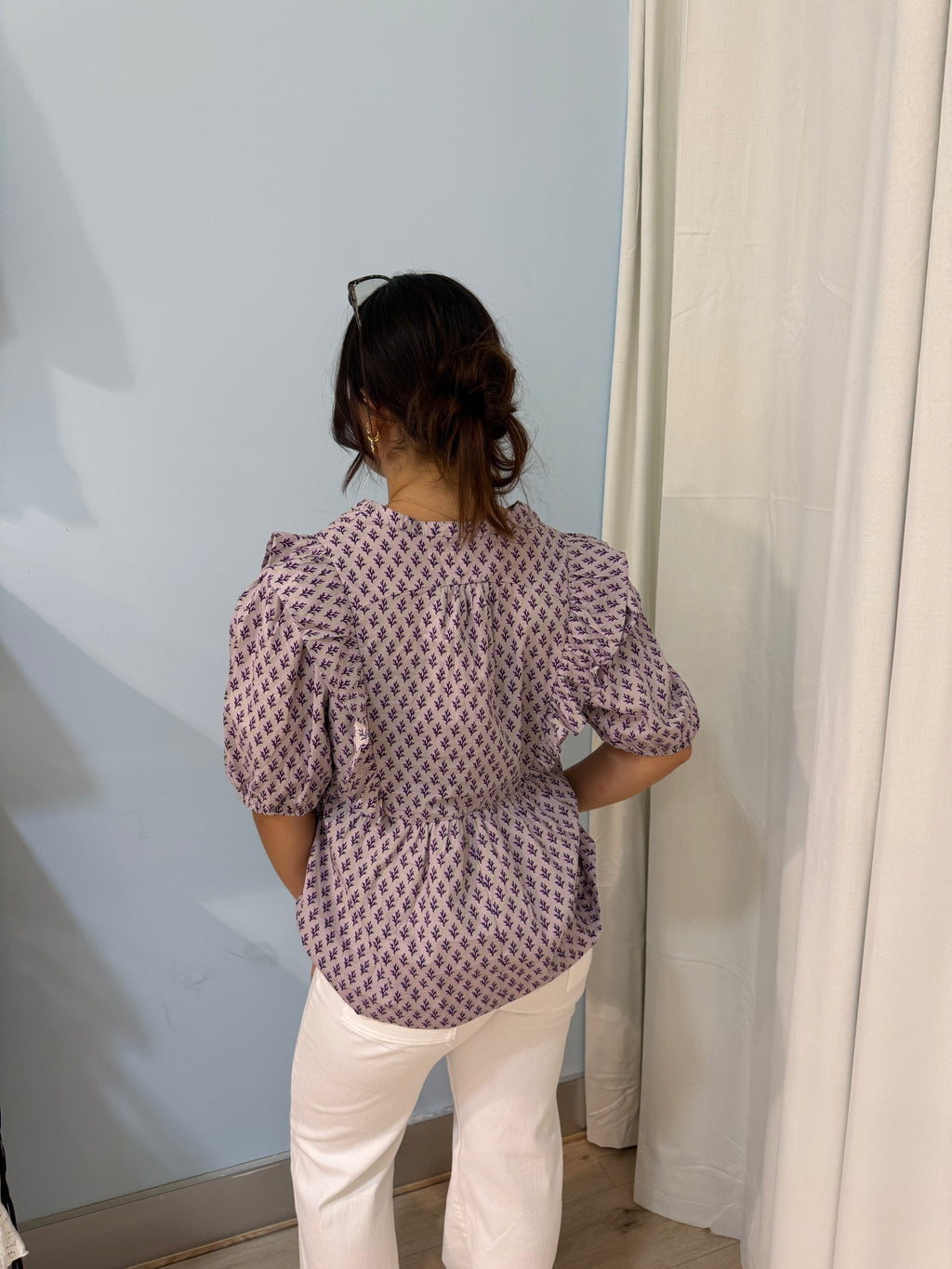 100% cotton ribbon detail top