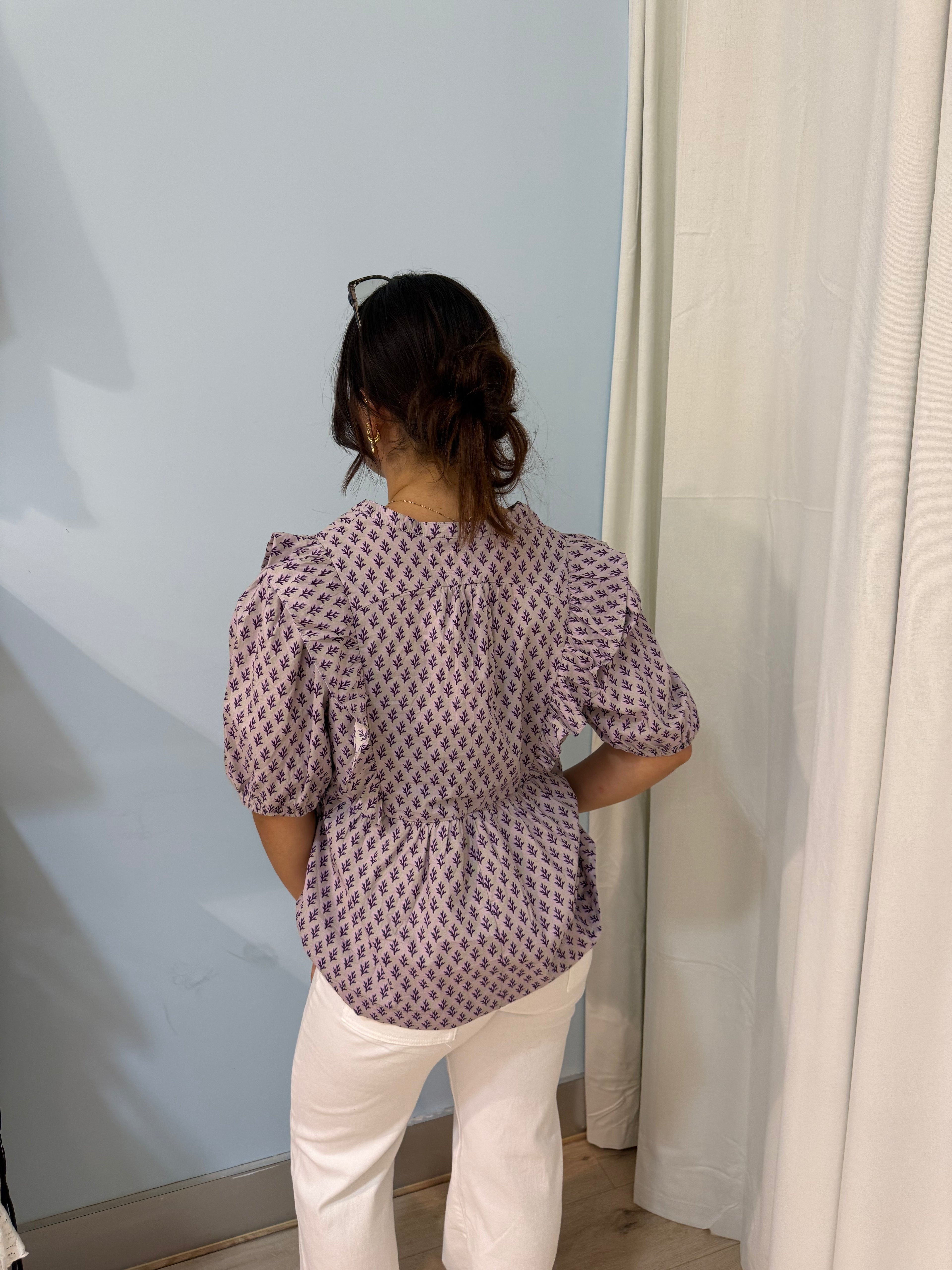 100% cotton ribbon detail top